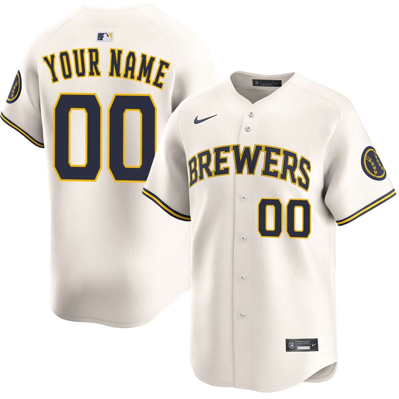 Personalized Milwaukee Brewers Nike home Limited jersey